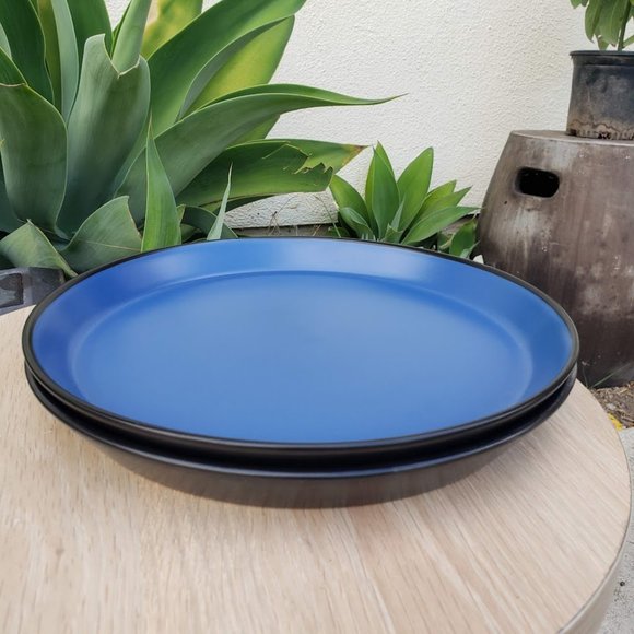 NEW Stone Lain 2 Piece Plates Stoneware Dinnerware Blue and Black Dishwasher an - Picture 6 of 7